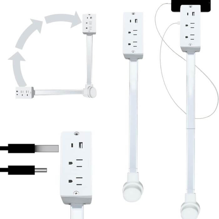 FlexiPlug Pro™ – ⚡Extensor Inteligente Giratorio 360° con USB y Tipo C