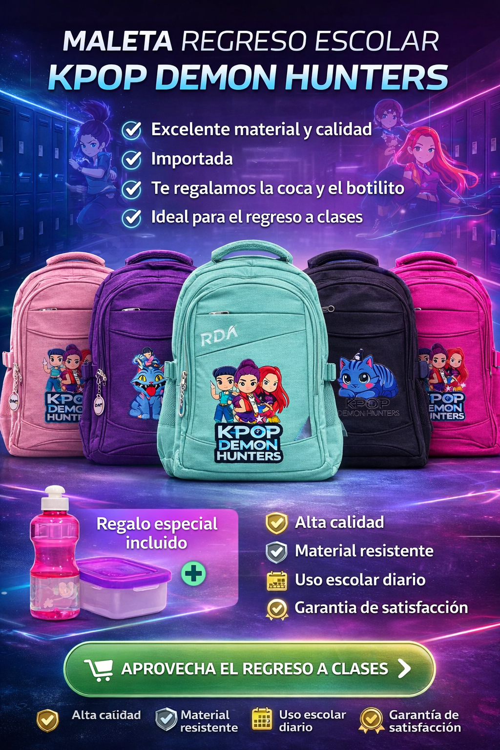 Maletas KPOP para el regreso al colegio 🌸 Con coca y botilito
