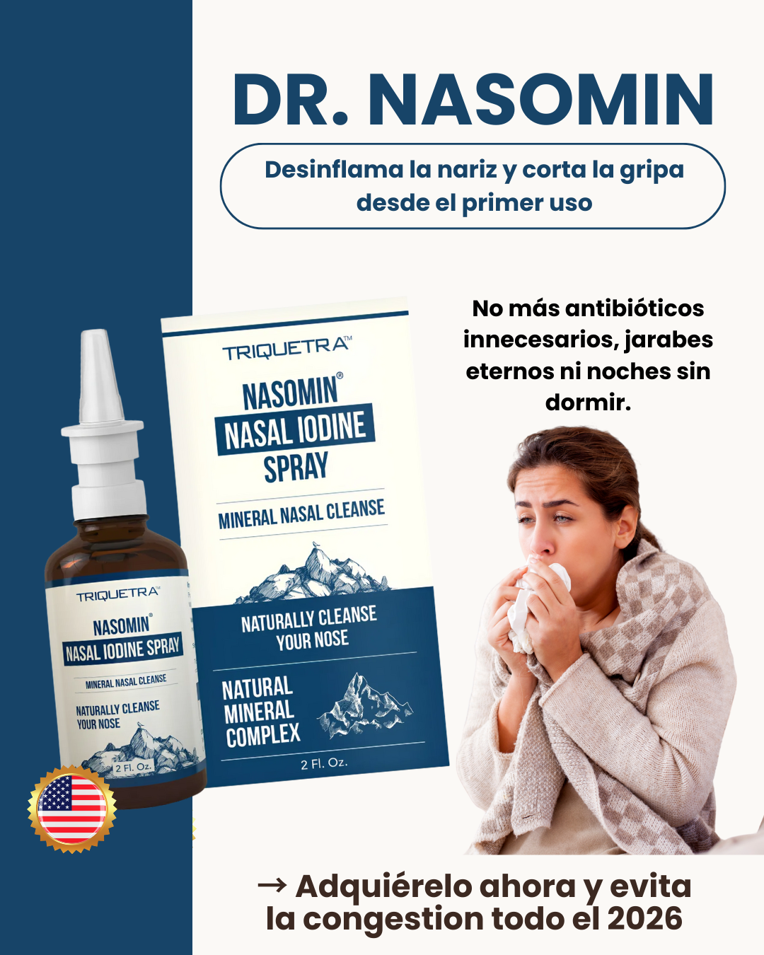 DR. NASOMIN - Solución diaria para rinitis, congestión nasal y gripes repetitivas en niños y adultos.