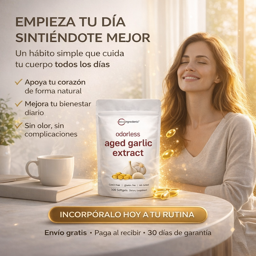 Extracto de Ajo Envejecido – Mejora tu Bienestar Diario y Apoya tu Circulación Fácilmente