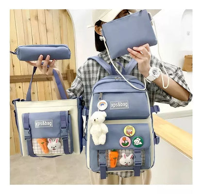 Maletas coreanas - Regreso a clases con 5 piezas + osito de regalo