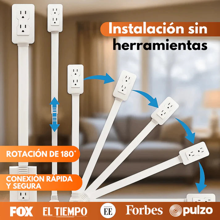 FlexiPlug Pro™ – ⚡Extensor Inteligente Giratorio 360° con USB y Tipo C