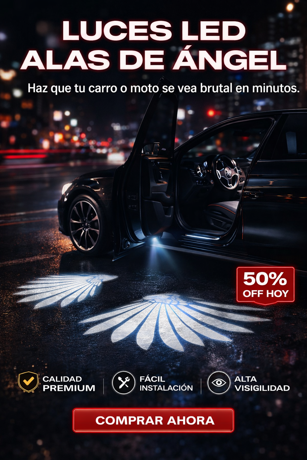 Luces LED alas para carro o moto – Haz que te vean en minutos