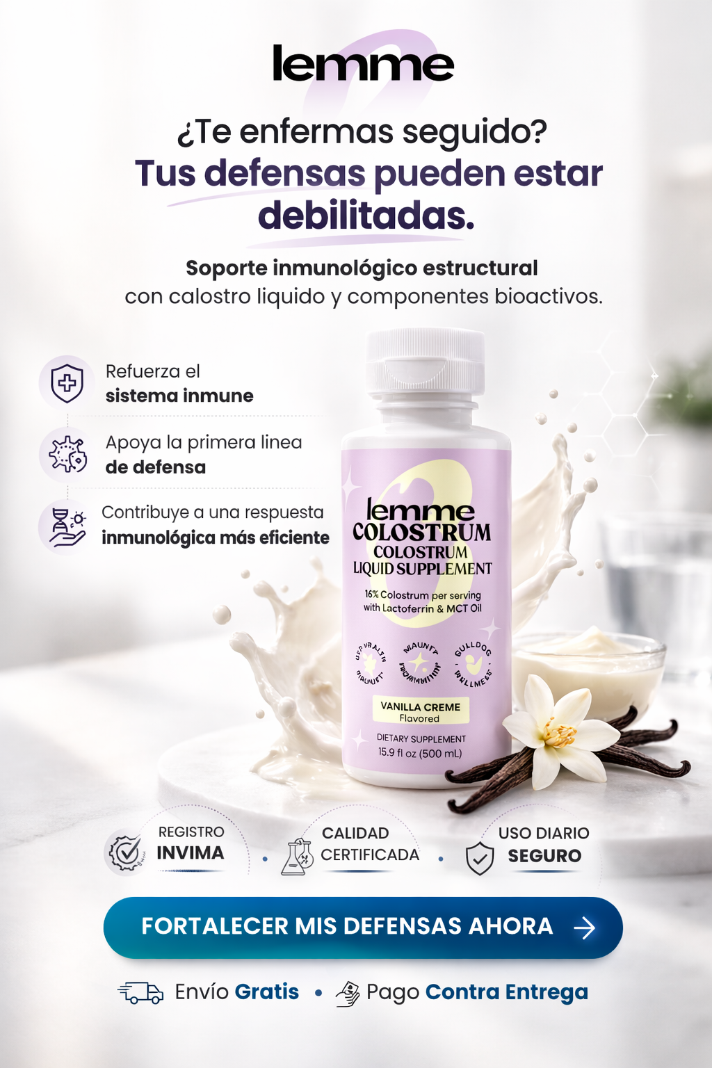 Suplemento Lemme Calostrum - Defensas Fuertes en días  🧬