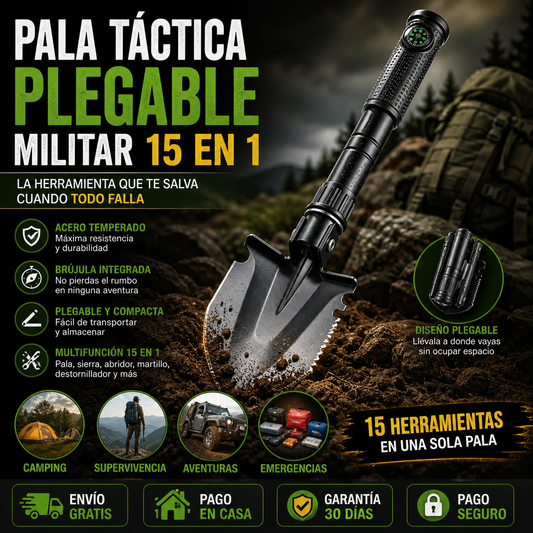 Pala Táctica Plegable Militar | Camping y Supervivencia