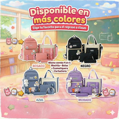 Maletas coreanas - Regreso a clases con 5 piezas + osito de regalo