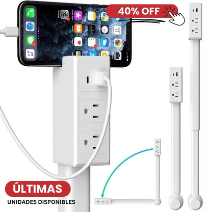 FlexiPlug Pro™ – ⚡Extensor Inteligente Giratorio 360° con USB y Tipo C
